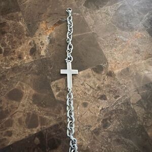 Silver Cross Link Chain Bracelet - Silver